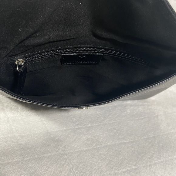 B-Low The Belt Black Studded Vegan Pebbled Leather Clutch Purse Button Close - Picture 3 of 6